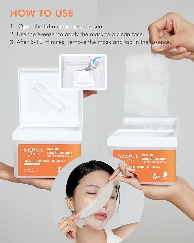 VEGAN SEOUL Face Snail 3X Daily Quick Mask 36stk DERMAL