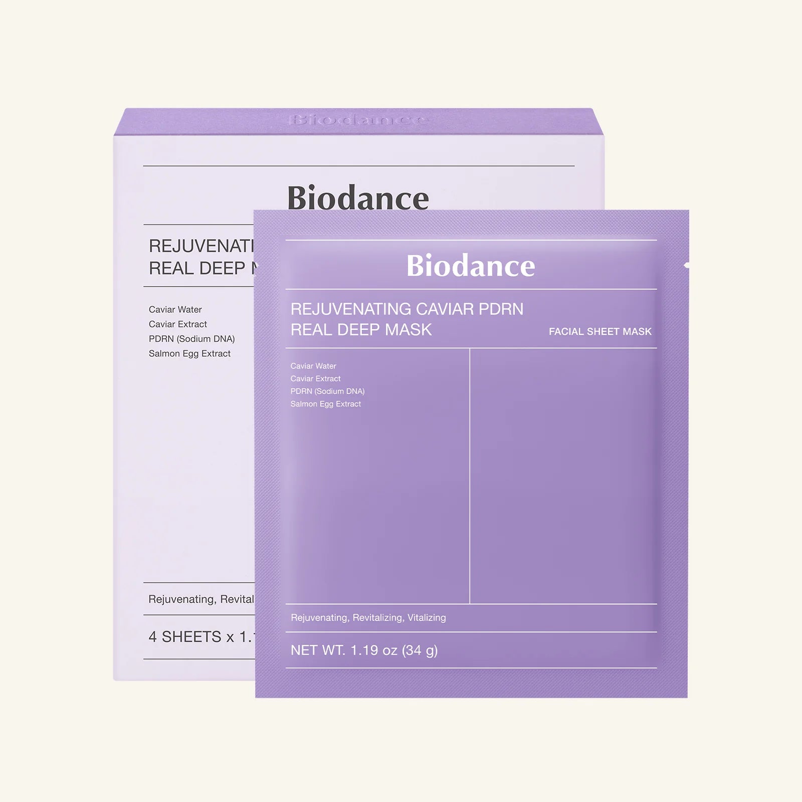 Rejuvenating Caviar PDRN Real Deep Mask 4pcs BIODANCE