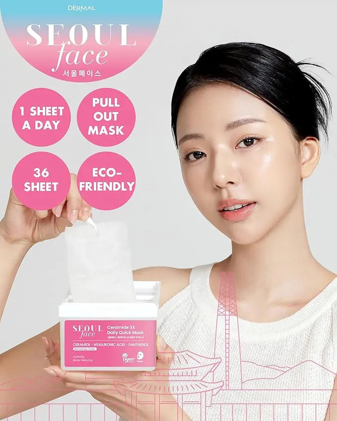 VEGAN SEOUL Face Ceramide 3X Daily Quick Mask 36stk DERMAL