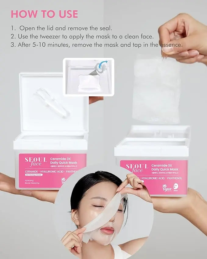 VEGAN SEOUL Face Ceramide 3X Daily Quick Mask 36stk DERMAL