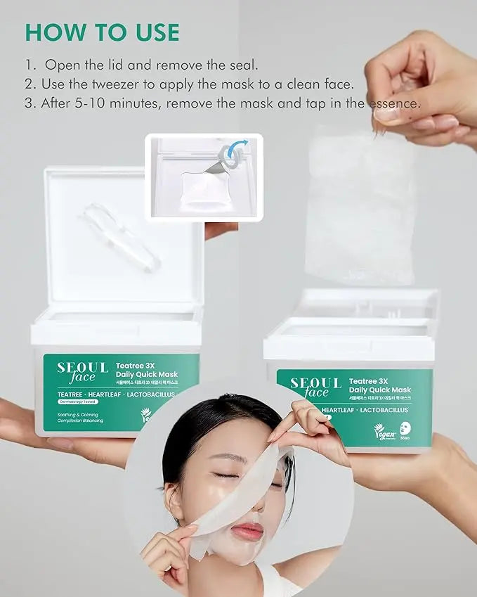 VEGAN SEOUL Face Teatree 3X Daily Quick Mask 36stk DERMAL
