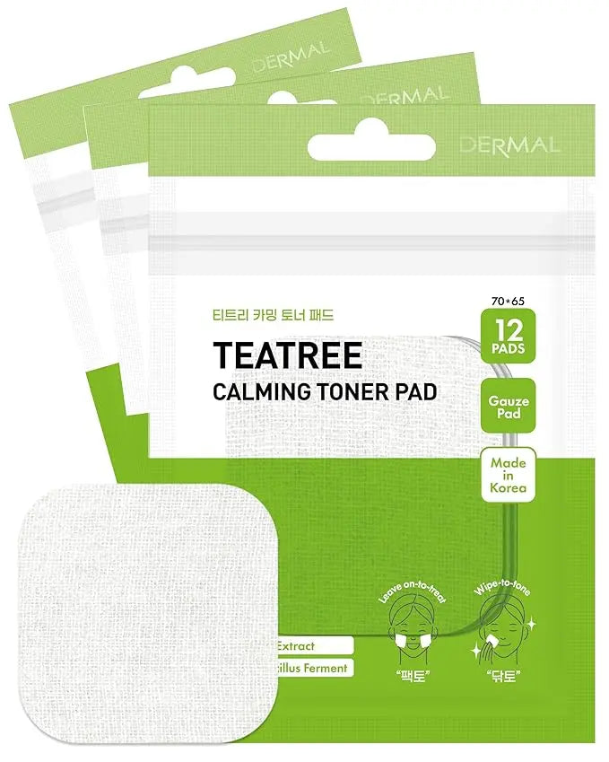 Teatree Calming Toner Pad -Travel Kit 12 Pads DERMAL