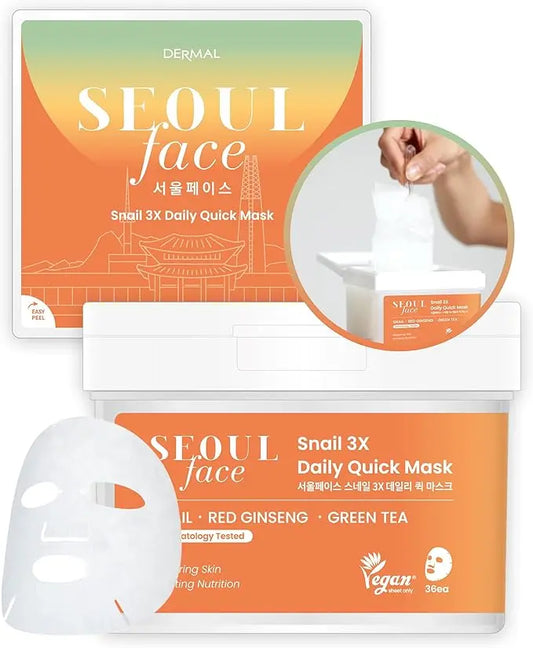 VEGAN SEOUL Face Snail 3X Daily Quick Mask 36stk DERMAL