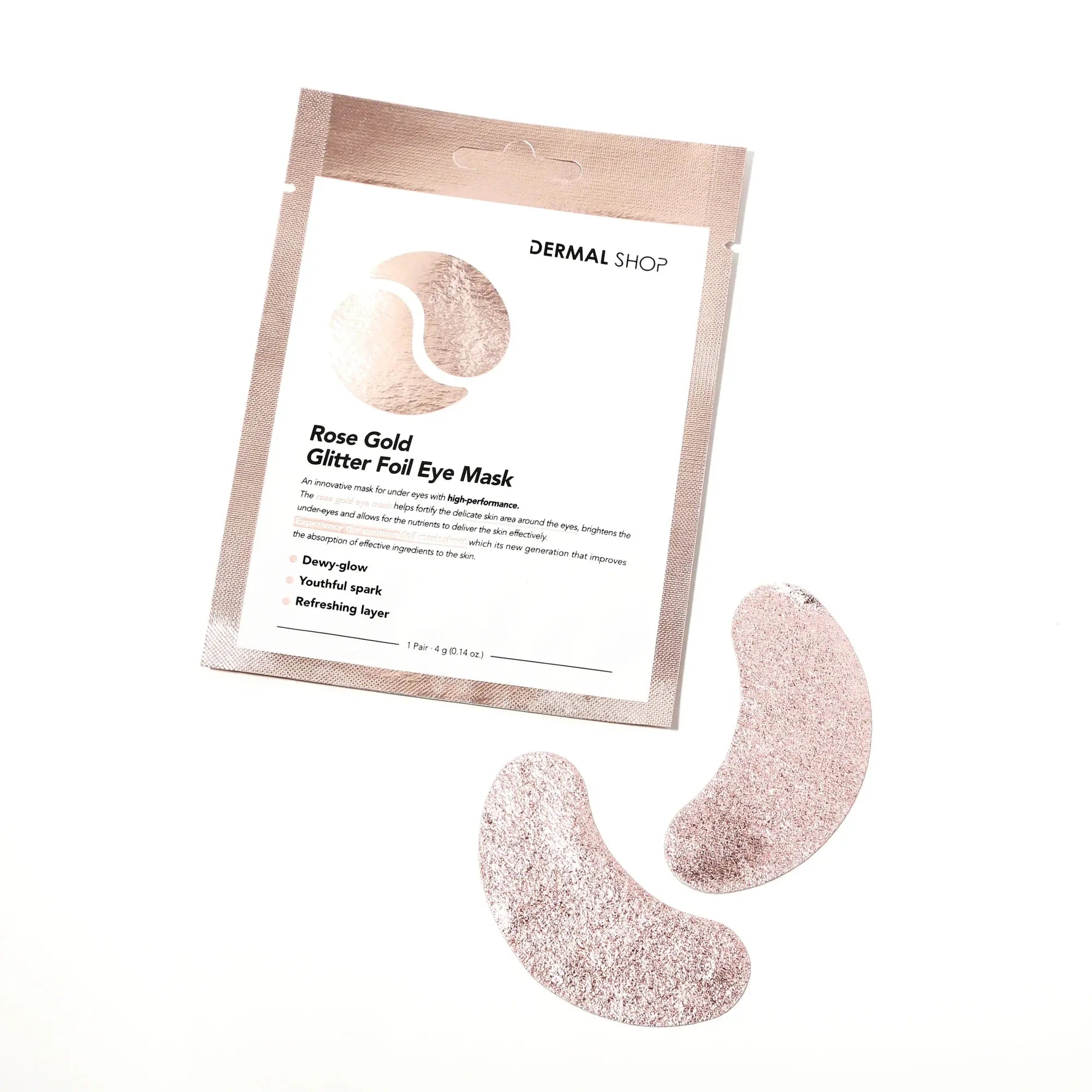 Rose Gold Glitter Foil Eye Mask DERMAL