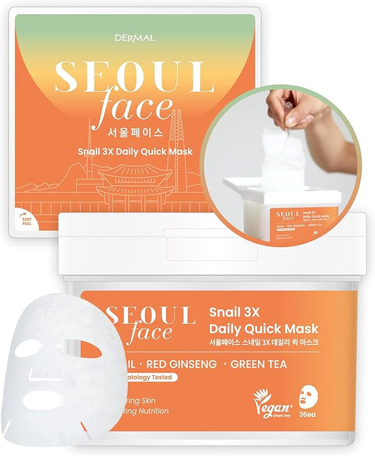 VEGAN SEOUL Face Snail 3X Daily Quick Mask 36stk